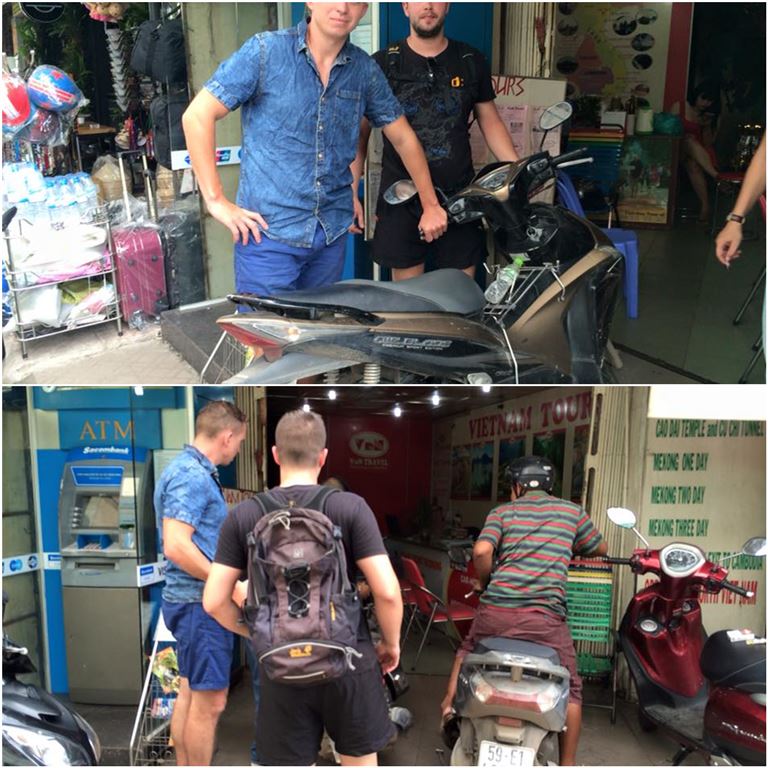 Du khách vui vẻ và hài lòng về chất lượng xe của cửa hàng cho thuê xe máy Saigon Minsk Motorbike