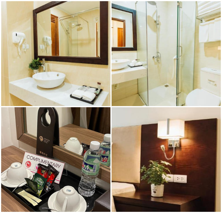 Phòng tắm riêng, sạch sẽ với nhiều thiết bị hiện đại đem đến trải nghiệm tắm trọn vẹn cho du khách.