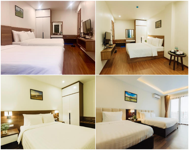 Phòng nghỉ khách sạn Paragon được thiết kế theo phong cách hiện đại, tối giản với gam màu trắng nâu là chủ đạo.