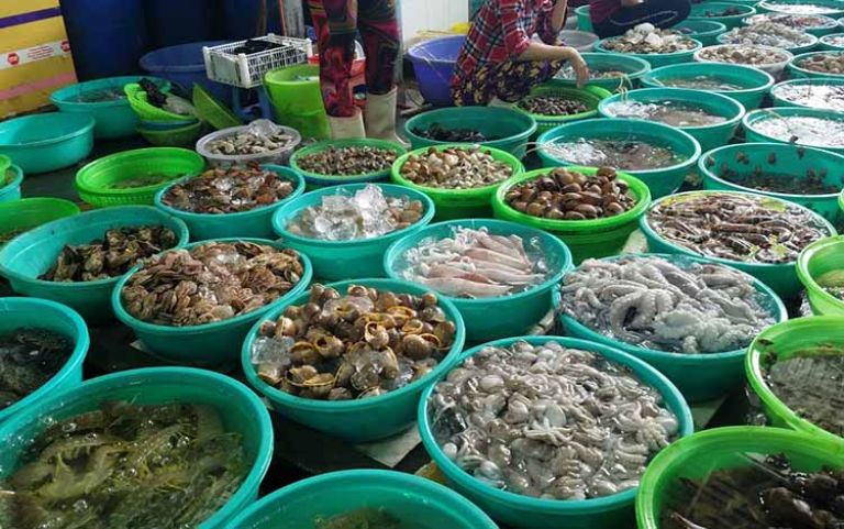 Chợ buôn Thanh Khê có nguồn cung hải sản dồi dào, phong phú 