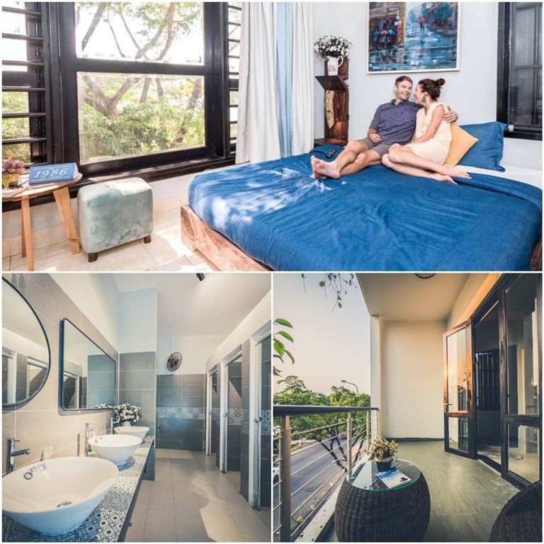 Không gian phòng nghỉ tại 1986 Homestay Đà Nẵng rất đầy đủ, tiện nghi không khác gì khách sạn cao cấp.