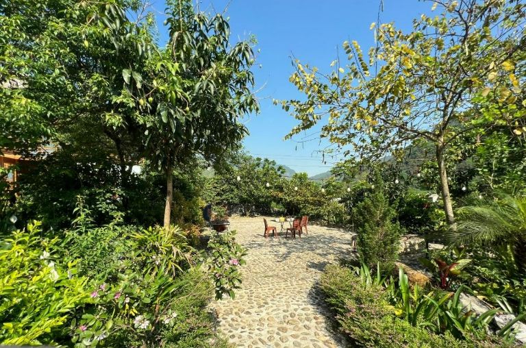 Khuôn viên tràn ngập cây xanh mang đến không gian trong lành thích hợp để du khách thư giãn và nghỉ dưỡng