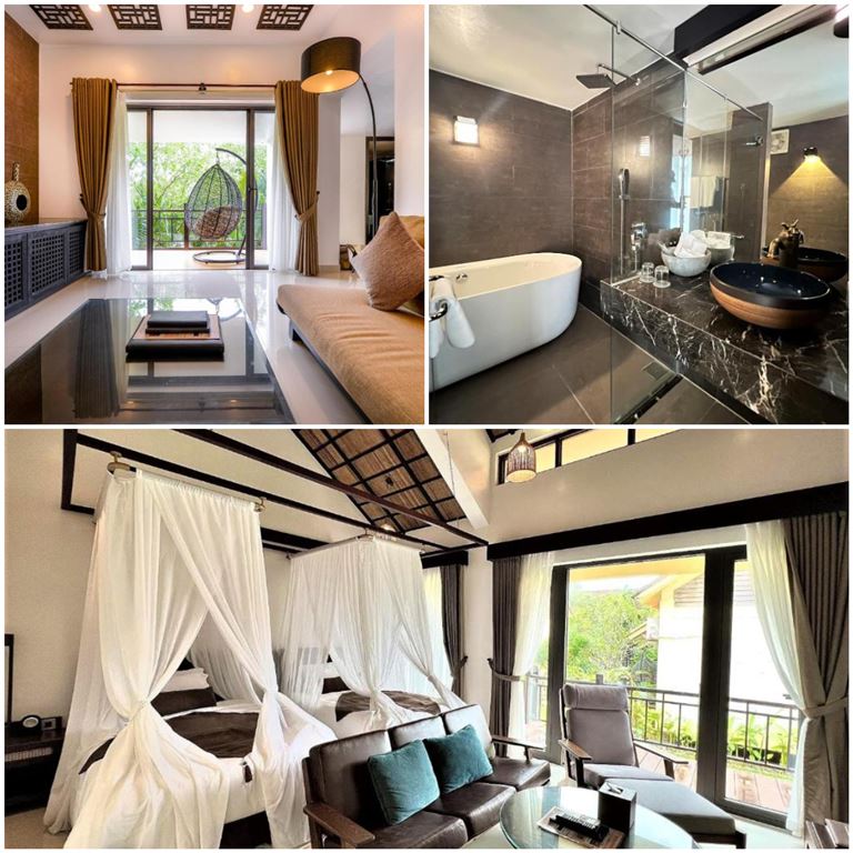 Phòng ngủ của The Blossom - khách sạn 5 sao Đà Nẵng có giường đôi mềm mại cùng nhiều nội thất đẳng cấp