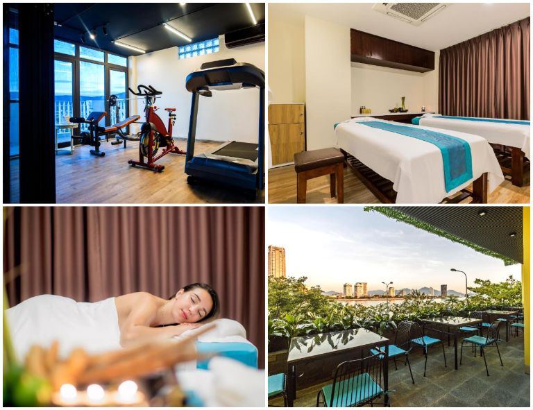 Ibiza Riverfront Hotel có đủ các loại hình dịch vụ tiện ích như spa, phòng tập gym, quầy bar, bể bơi,.... 