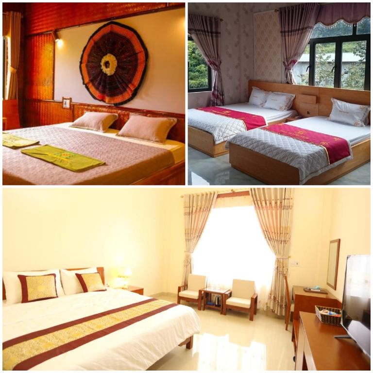 Các khách sạn trong tour du lịch Hà Giang 2 ngày 1 đêm sẽ có không gian thoáng đãng, sạch sẽ và riêng tư tuyệt đối