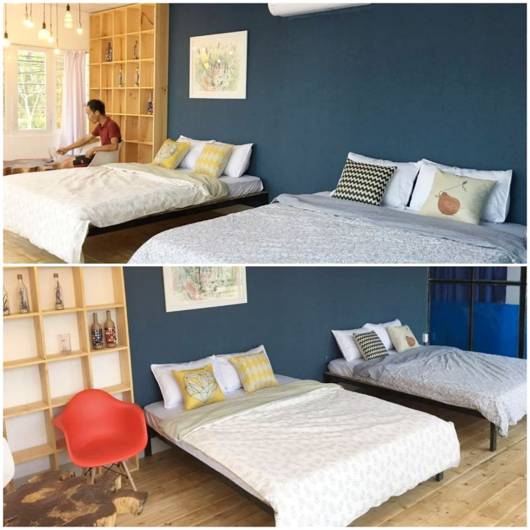 Phòng 2 giường đôi được trang trí và decor đẹp mắt, mang đến không gian sống ấm cúng và thoải mái. (Nguồn: Internet)
