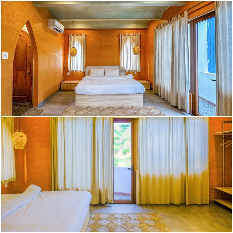 Các phòng nghỉ tại Eo Gió Có Homestay được decor đẹp, tỉ mỉ với các chi tiết trang trí đẹp mắt. 