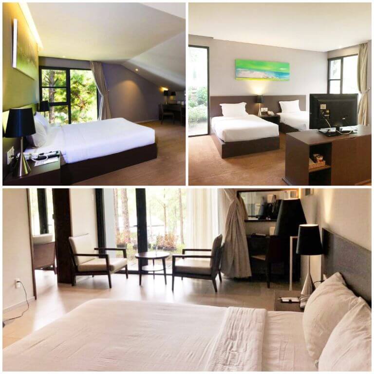 Nội thất tại Terracotta Hotel & Resort Dalat làm hoàn toàn từ gỗ nâu trầm chất lượng cao đem lại cảm giác sang trọng 