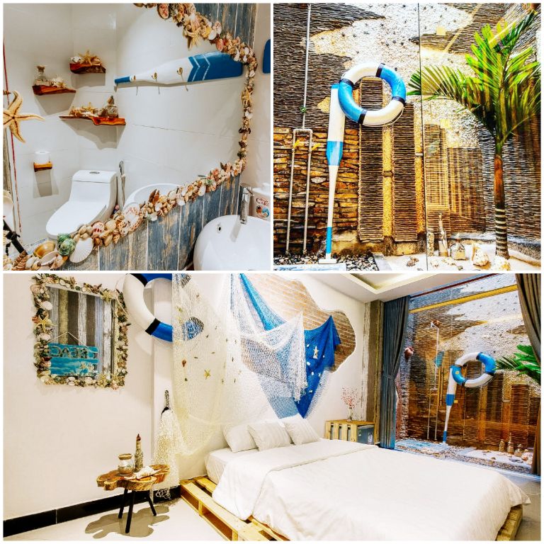 Sea Room được trang trí như ở đảo hoang với các món đồ decor handmade do anh chị chủ sáng tạo. (Nguồn: Internet) 