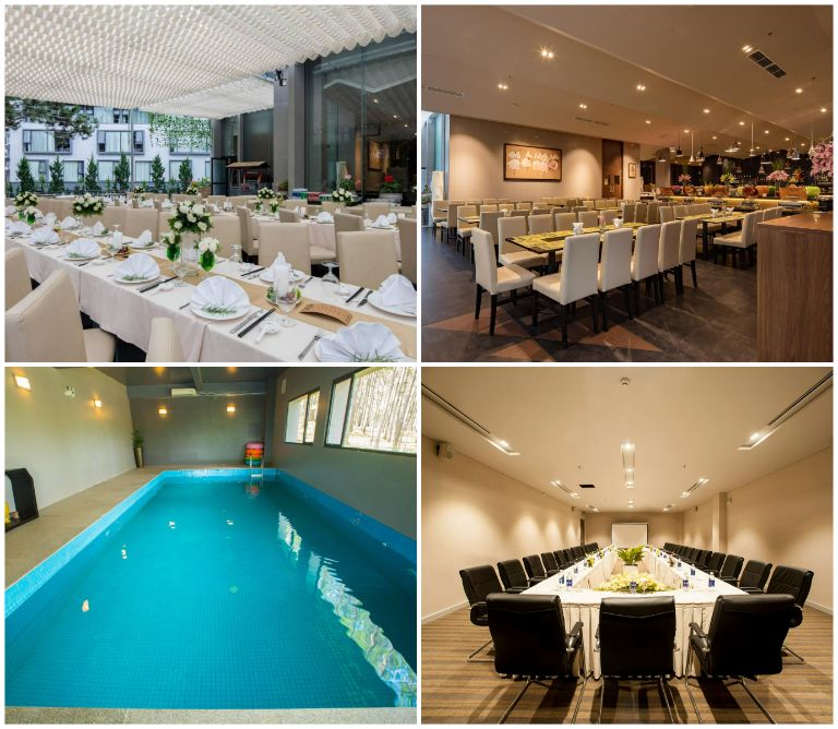Đến với Terracotta Resort Đà Lạt, du khách sẽ được cung cấp đa dạng các dịch vụ và tiện ích hấp dẫn như nhà hàng, hồ bơi, phòng hội nghị,... (Nguồn: Internet)