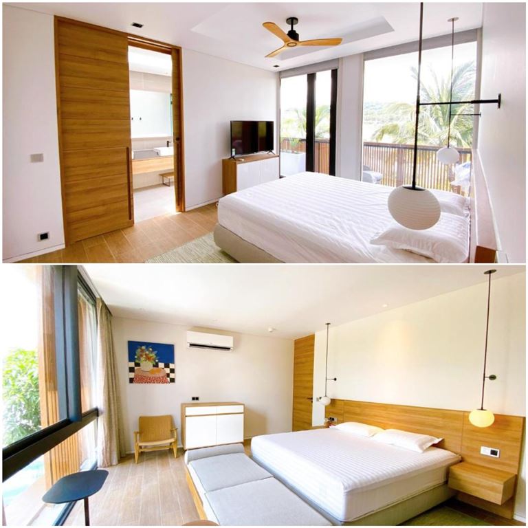 Không gian phòng nghỉ đơn giản nhưng hiện đại, sang trọng với hệ thống nội thất bằng gỗ cao cấp. 