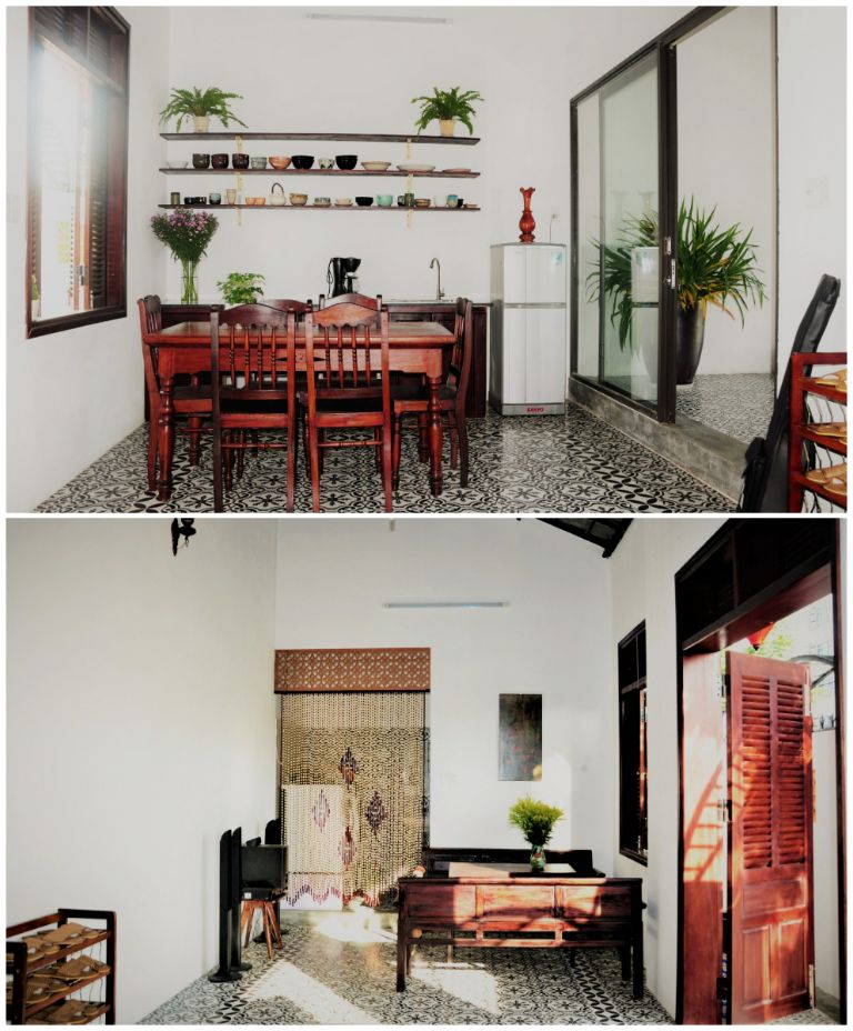 Khu vực phòng khách và phòng bếp mang đậm phong cách cổ điển và truyền thống. (Nguồn: Internet)