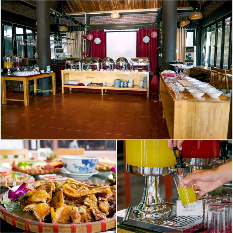 Hang Múa Ecolodge Nhà hàng Lạc Hồng phục vụ nhu cầu ăn uống và trải nghiệm ẩm thực Ninh Bình với rất nhiều món đặc sản nổi tiếng.