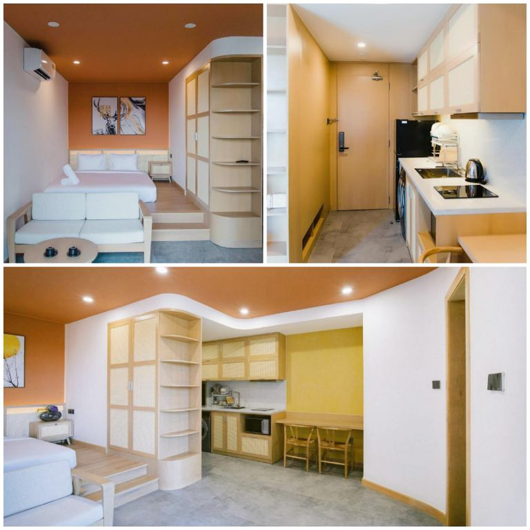 Phòng nghỉ mang thiết kế Nhật Bản hiện đại với các chi tiết được làm từ mây, tre, đan khiến căn phòng trở nên yên bình hơn. (Nguồn: Internet)