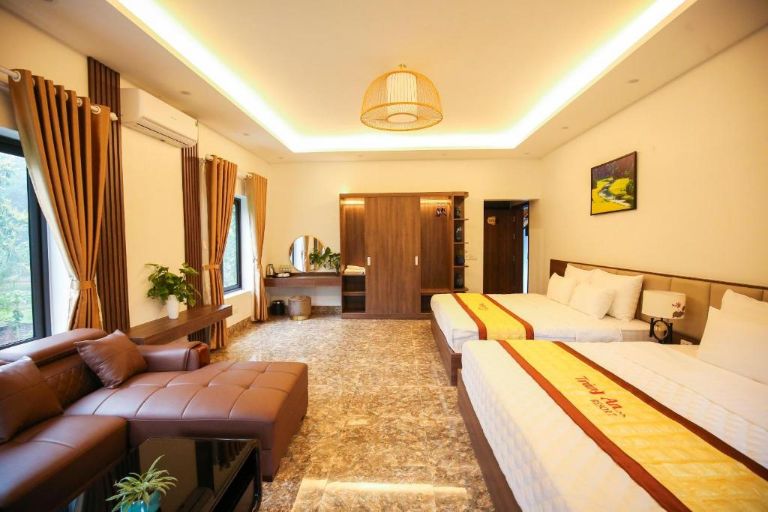 Tràng An Resort có thiết kế phòng ngủ rộng rãi và hiện đại,