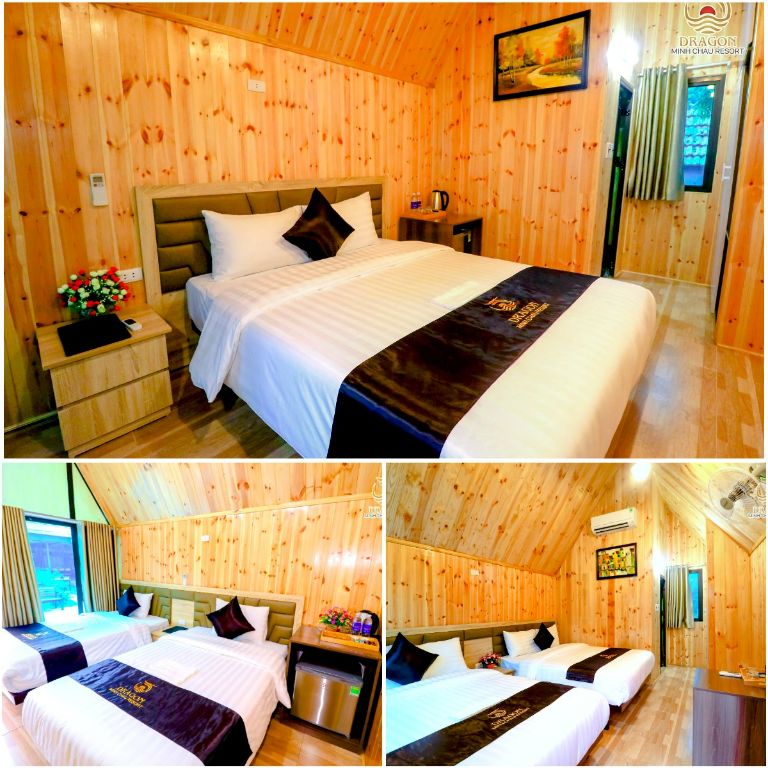Không gian phòng nghỉ mới, sạch sẽ tại Dragon Minh Chau Resort & Homestay Quan Lạn.