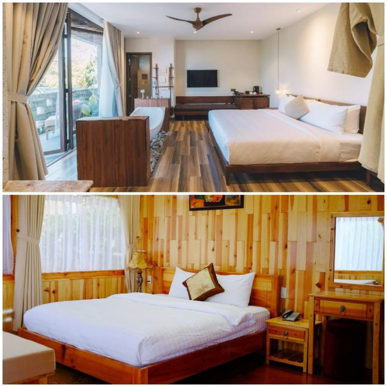 Resort đem đến 2 phong cách thiết kế phòng ngủ là hiện đại, trẻ trung và mộc mạc, giản dị. (Nguồn: Internet)