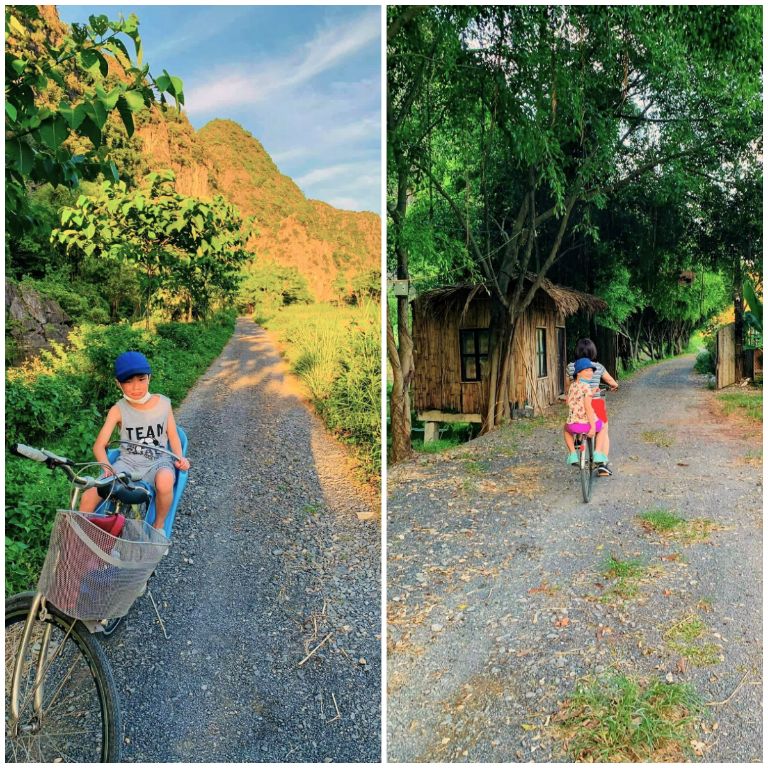 Đạp xe băng qua các con đường rợp bóng cây xanh và ruộng lúa chín vàng là một trải nghiệm cực kì thử khi lưu trú tại home. (Nguồn: Internet)