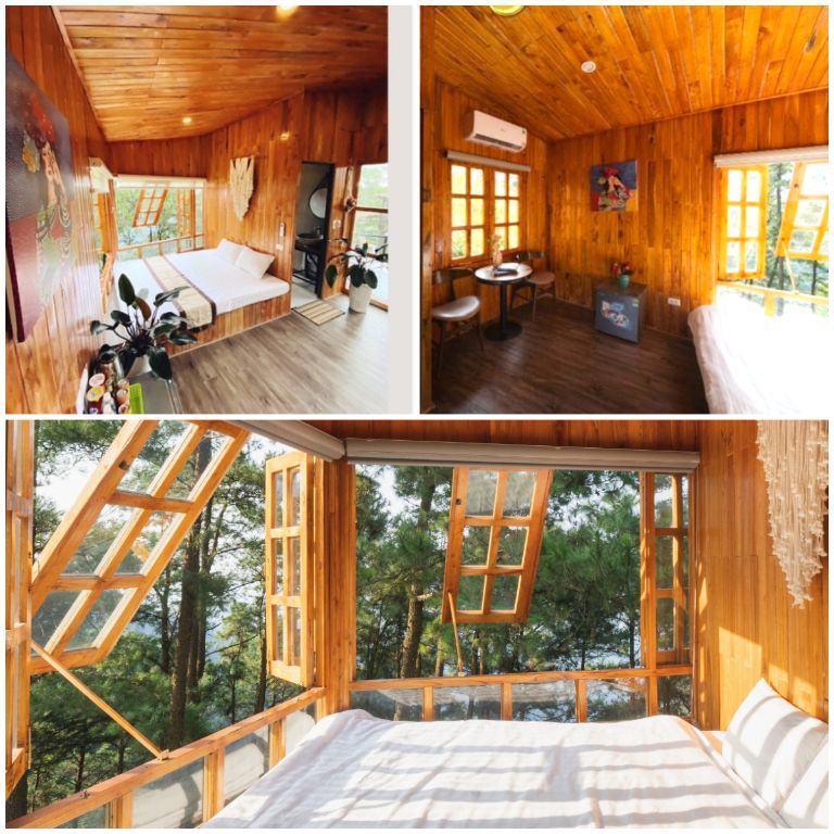 Căn hộ này của Chillout Village Tam Đảo được xây dựng 100% bằng gỗ nguyên chất, đem đến sự ấm cúng và tối giản 