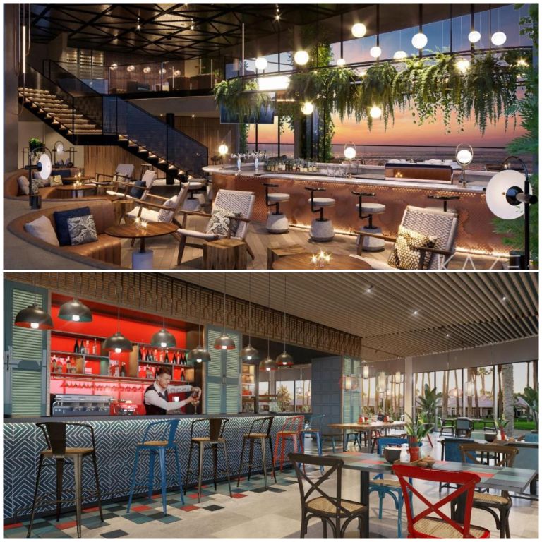 Hai nhà hàng còn lại được thiết kế theo tông màu tối nhằm tạo ra sự đa dạng trải nghiệm cho khách nghỉ