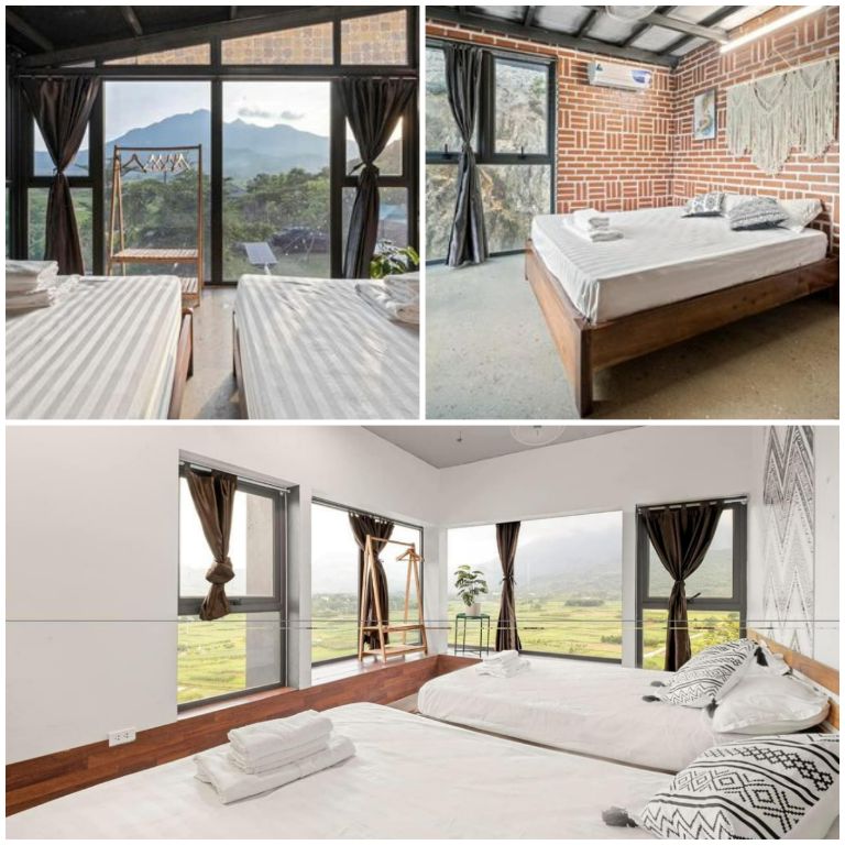 Phòng ngủ của căn villa này được thiết kế rất nhiều cửa kính mang cho căn phòng ánh sáng tự nhiên và rất thư giãn 
