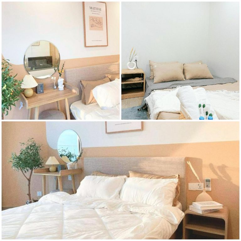 Phòng ngủ số 2 có phong cách vintage với màu nâu sữa trầm ấm. (Nguồn: Internet)