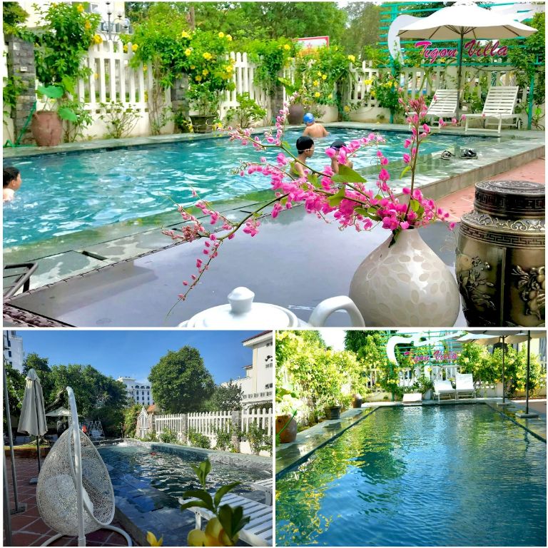 Bể bơi được xây hoàn toàn từ đá tự nhiên, được phục vụ miễn phí cho khách lưu trú tại homestay Tigon.