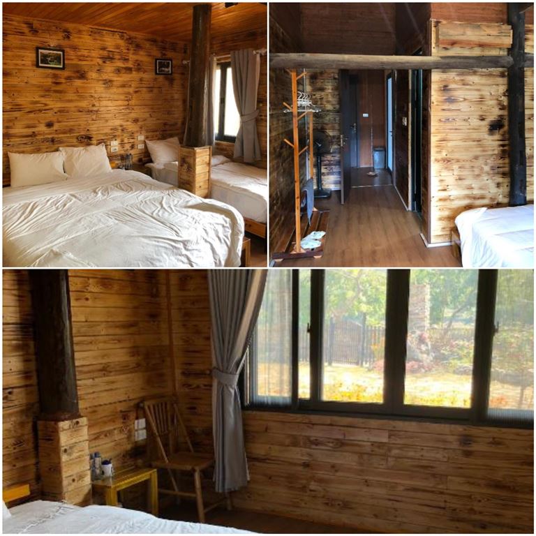 Hệ thống phòng nghỉ tại homestay Lan có diện tích lớn, tầm nhìn rộng mở ra núi non hùng vĩ. 