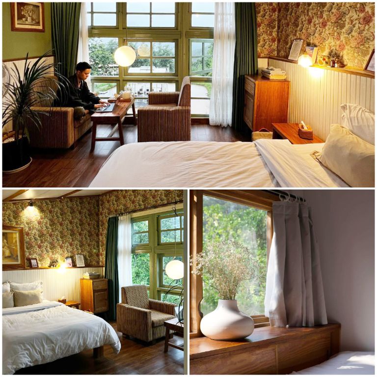 Phòng nghỉ tại homestay này được thiết kế theo phong cách vintage tạo cảm giác vô cùng ấm cúng (nguồn: facebook.com)