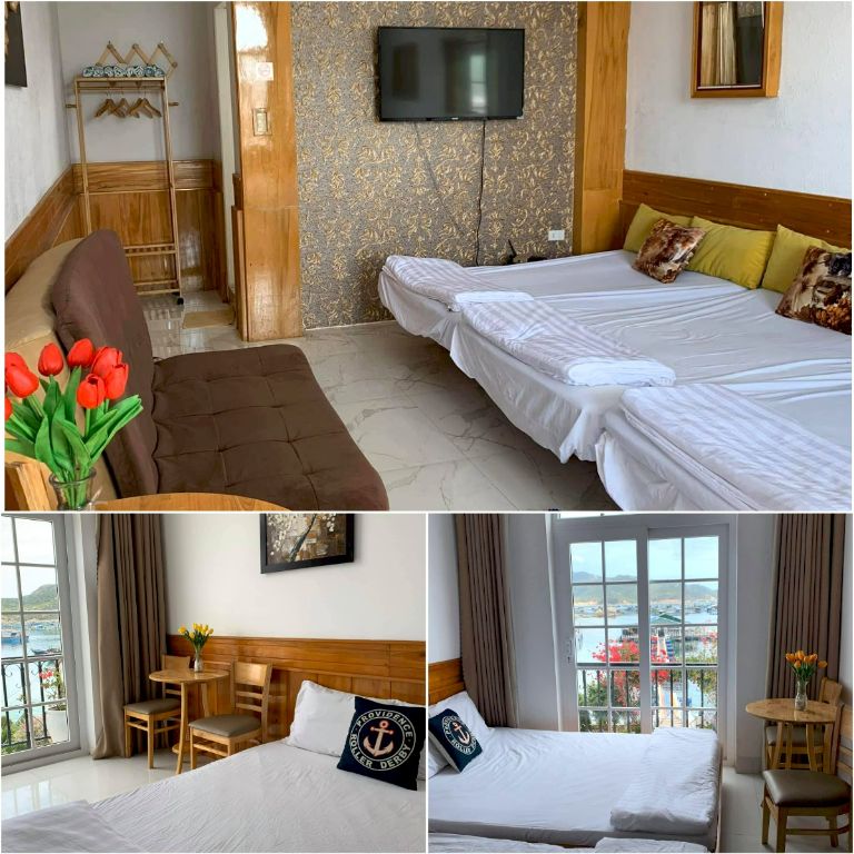 Phòng nghỉ tại homestay đảo Bình Ba có không gian được bài trí sang trọng, hiện đại.