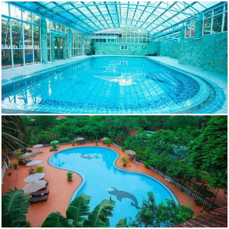 Vresort cung cấp cho du khách 2 hồ bơi trong và ngoài trời rộng lên đến 50m2 mang đến trải nghiệm tuyệt vời cho du khách 