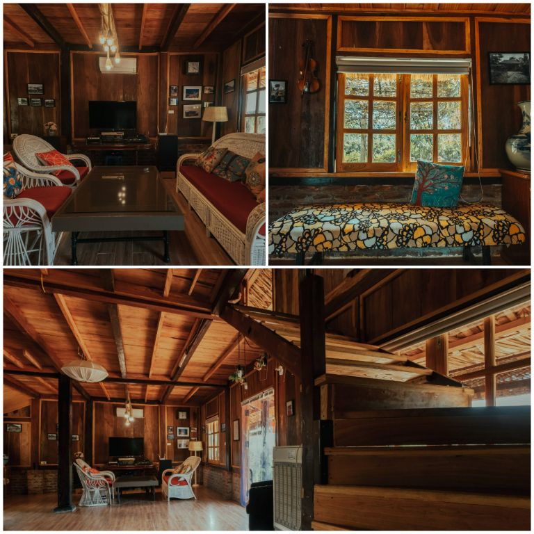 Không gian bên trong Thung Rếch's có thiết kế rất vintage được ốp gỗ toàn bộ mang đến không gian rất ấm cùng 