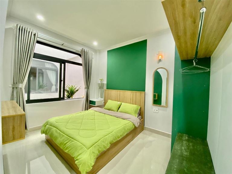 Phòng nghỉ tại Sâm Lâm House Bảo Lộc được thiết kế hiện đại với các gam màu pastel trẻ trung, tinh tế. 