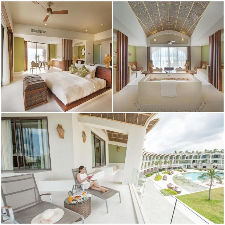 Không gian phòng ngủ The Shells Villa Phu Quoc có thiết kế cực kì ấn tượng cùng gam màu bắt mắt (nguồn: facebook.com)