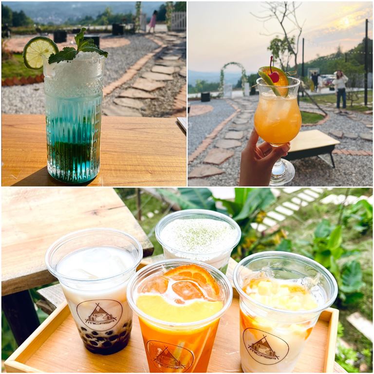 Các loại đồ uống hấp dẫn được phục vụ bởi quán cà phê trong khuôn viên Micasa- Cao Bằng camping. 