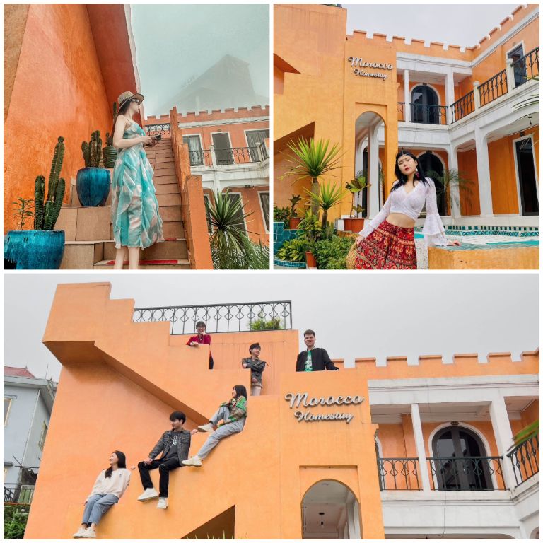 Morocco Homestay có lối thiết kế đậm chất "Địa Trung Hải" với tông cam rực rỡ làm màu sắc chủ đạo