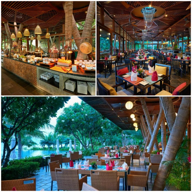 Nhà hàng Bacara cùng hệ thống nhà hàng của Amiana Resort Nha Trang có không gian rất rộng lớn mang đến cho bạn chỗ ngồi với view ăn uống thoáng mát. 