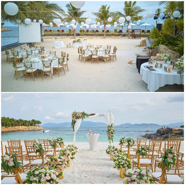 Khu vực bãi cát trắng riêng ngoài trời thuộc quyền sở hưu và Amiana Resort Nha Trang sẽ là nơi ý tưởng cho 1 đám cưới, 1 lễ kỷ niệm hoặc tiệc đứng ngoài trời rất mê với view biển đẹp. 