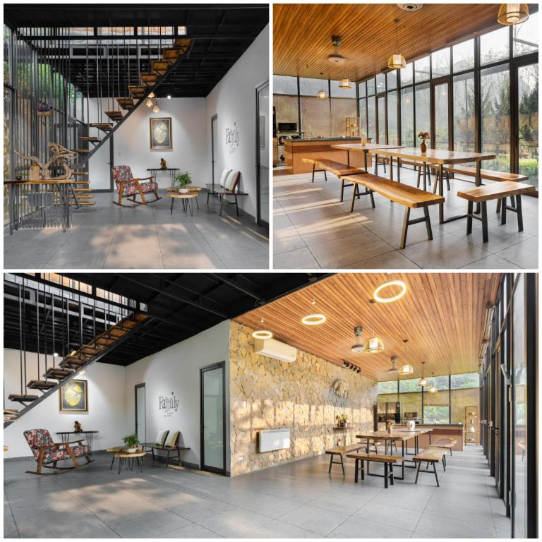 Thiết kế phòng khách và phòng bếp thông nhau, tạo nên không gian mở thoáng và tạo sự kết nối. (Nguồn: Internet)