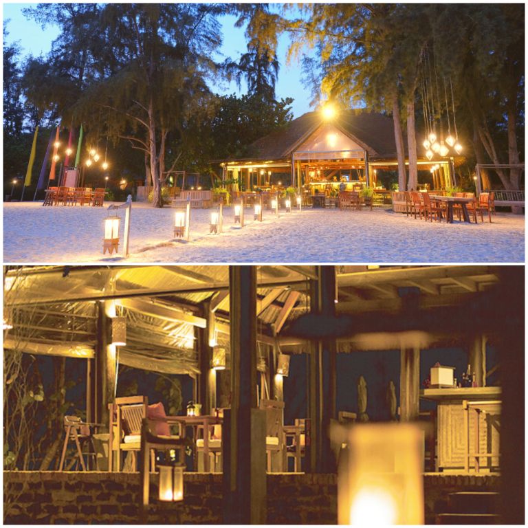Quán Bar bờ biển của resort được thiết kế dạng chòi với tầm nhìn ôm trọn bãi biển tuyệt mê (nguồn: facebook.com) 