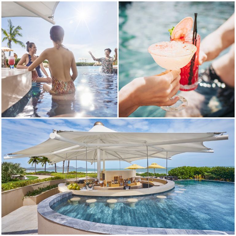 The Beach Bar & Lounge là nơi để bạn tận hưởng những ly cocktails cực chill ngay bên hồ bơi (nguồn: booking.com)