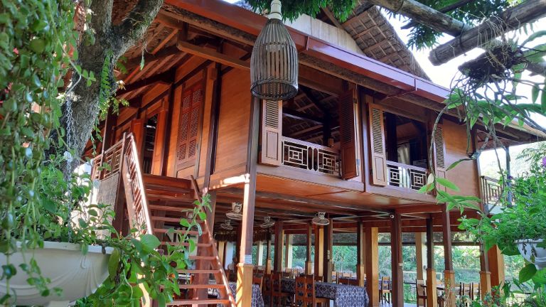 Mai Châu Dream homestay Bản Lác được xây dựng dưới hình dáng một ngôi nhà sàn truyền thống vô cùng bắt mắt 