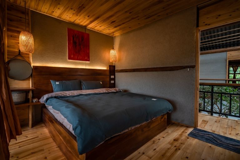Phòng nghỉ của Deja Vu Sapa homestay mang tông màu trầm nhằm tạo ra không gian sống sang trọng, thoải mái