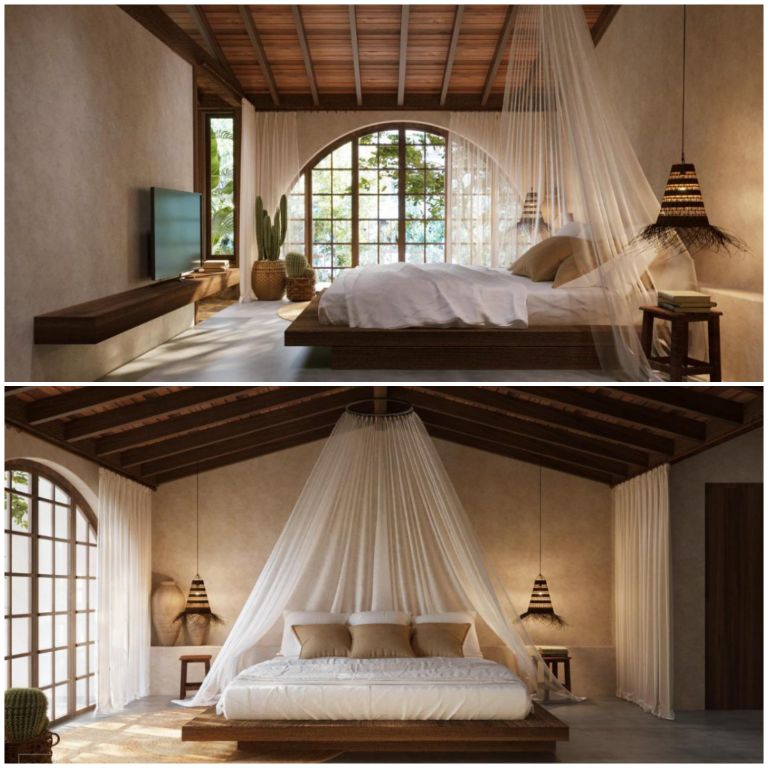 Phòng ngủ Tropical House Riverside Retreat gây ấn tượng với không gian đậm chất Địa Trung Hải (nguồn: booking.com)