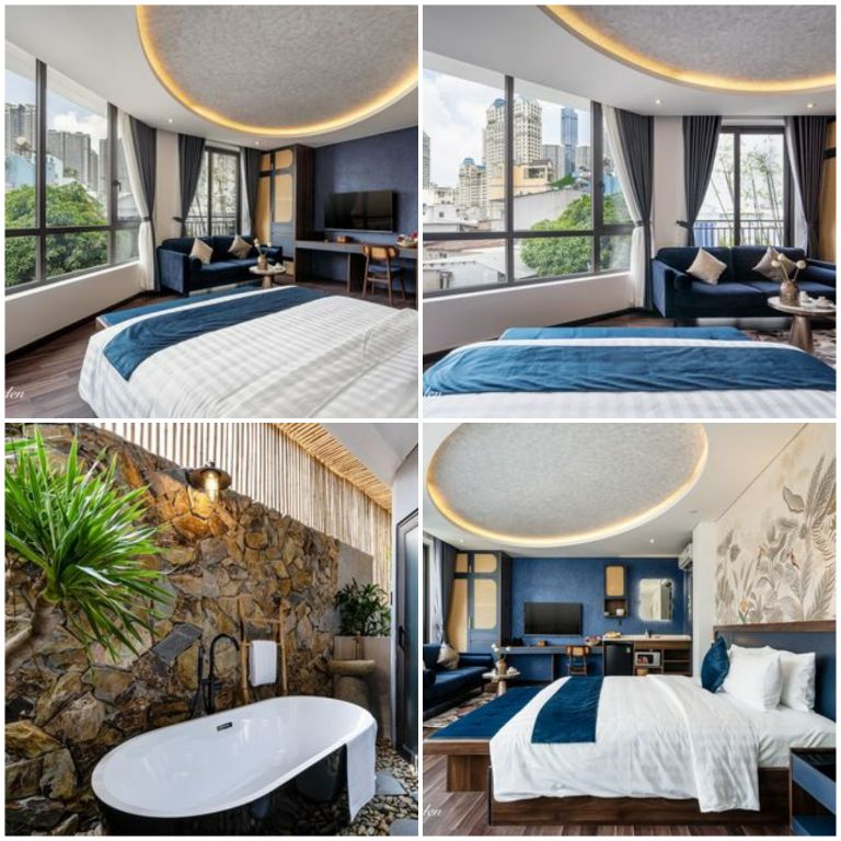 Phòng ngủ hiện đại có view phòng đẹp và đặc biệt có thiết kế bồn tắm có không gian mở với phòng mang đến một trải nghiệm đặc biệt 
