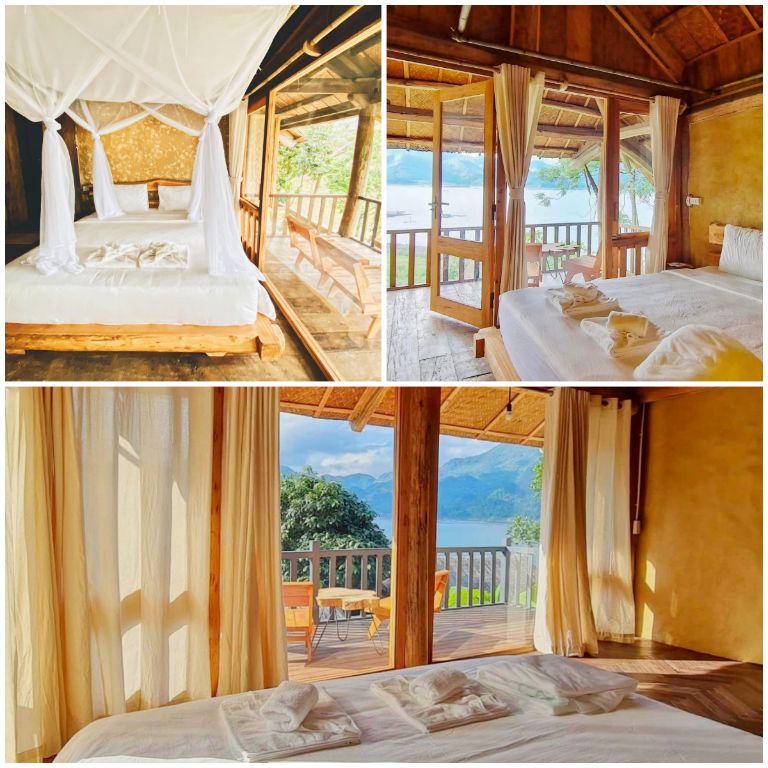 Phòng ngủ tại các căn nhà gỗ Bungalow mang phong cách thiết kế vừa hiện đại vừa truyền thống, mang đến cảm giác gần gũi và thoải mái. (Nguồn: Internet)