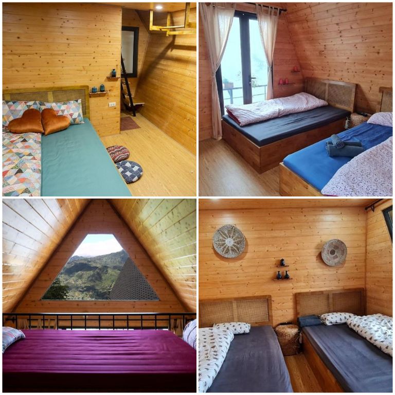 Phòng ngủ được làm hoàn từ gỗ ép với tông màu vàng sáng làm chủ đạo tạo không gian nghỉ dưỡng ấm cúng, thoải mái 