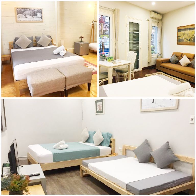 Phòng nghỉ tại Hanoi Secret Garden được thiết kế đơn giản với tông màu trắng be chủ đạo (nguồn: facebook.com)