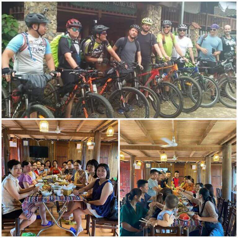 Nhiều dịch vụ tiện ích như thuê xe đạp tự lái, nhà hàng quán ăn tích hợp trong quá trình lưu trú khi du khách đến Homestay Rừng Xanh 