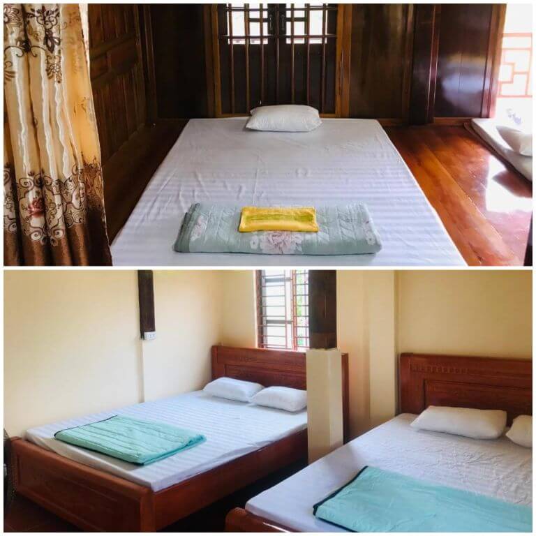 Homestay Bắc Sơn đa dạng các hạng phòng phòng đơn và đôi được cung cấp giường đôi 1m6x2m, phòng tập thể có trang bị giường bệt 
